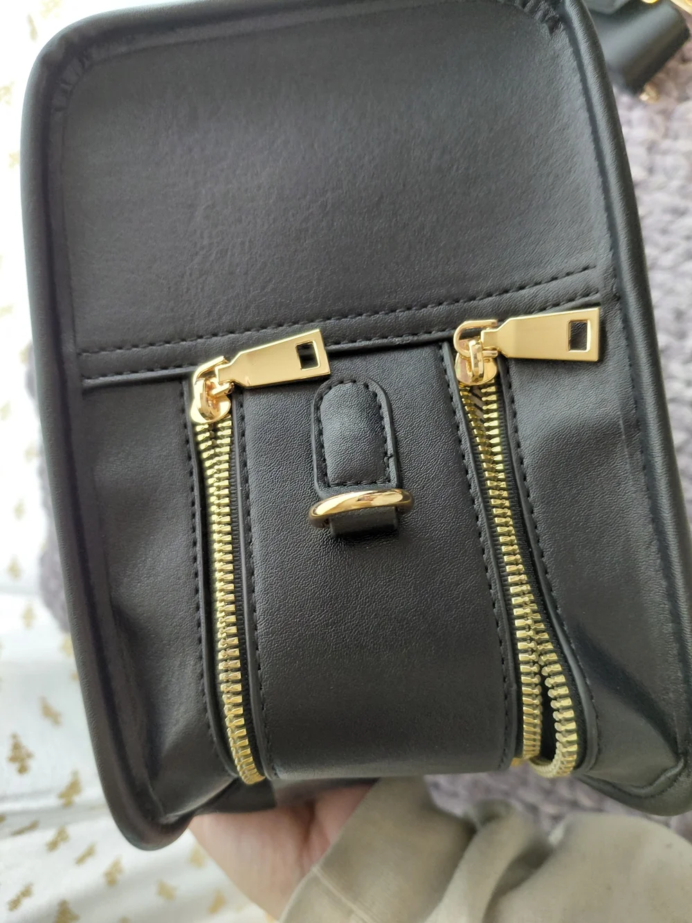 Black Satchel Bag with Wide Strap